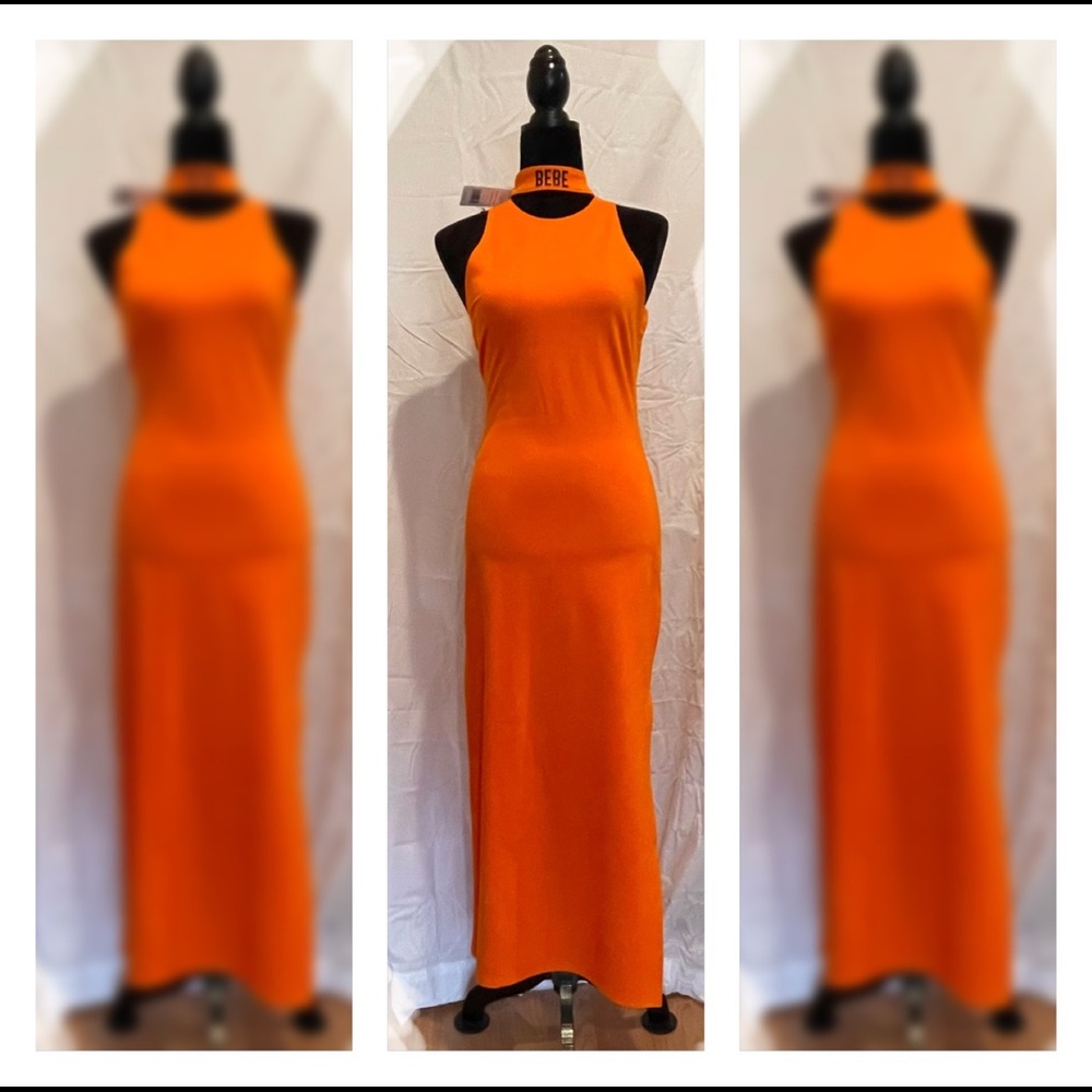 Bebe sleeveless scuba body-con tank maxi dress